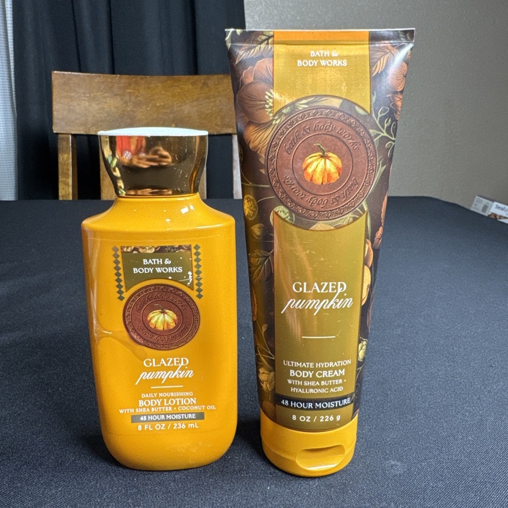 Bath & Body Works Glazed Pumpkin Body Lotion 8oz & Body Cream 8oz Discontinued